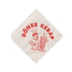 Papírtasak hambi/gyros fehér döner felirat 16x16cm 200db/csom