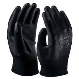 Kesztyû polyester,fekete PU tenyéren mártott gazdaságos változat 10-es PN8003/10