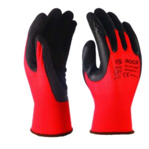 Kesztyû poliészter piros,fekete latex tenyérmártással GLK+NP/10