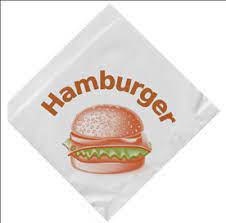 Papírtasak hambi/gyros fehér hambi felirat16x16cm 500db/6csom/krt  71540